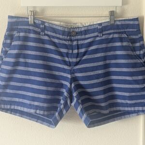 Old Navy Blue Striped Chino Shorts Women Size 14 Cotton Mid Rise Casual Summer